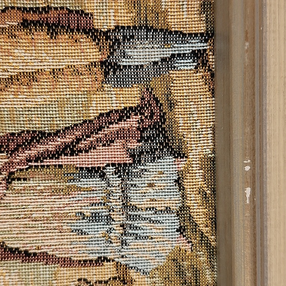 Vintage framed Embroidery Tapestry French Courtship Scene Galente Style France - Picture 8 of 16